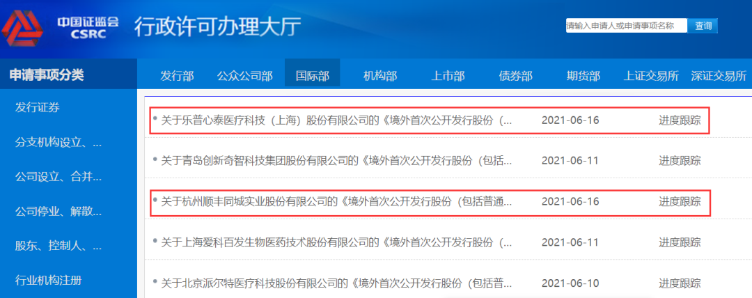 
順豐同城實(shí)業(yè)、?樂普心泰醫(yī)療，在中國證監(jiān)會遞交申請，或香港H股IPO上市
